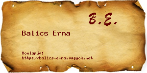 Balics Erna névjegykártya